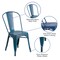 Merrick Lane Banks Indoor/Outdoor Stacking Metal Dining Chair with Single Slat Back and Distressed Powder Coated Finish